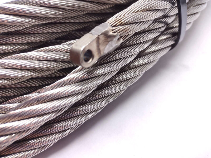 60 FT x 1/2 Inch Bright Steel Wire Rope 6/19 Strand Cable with Railing Mount End - Maverick Industrial Sales