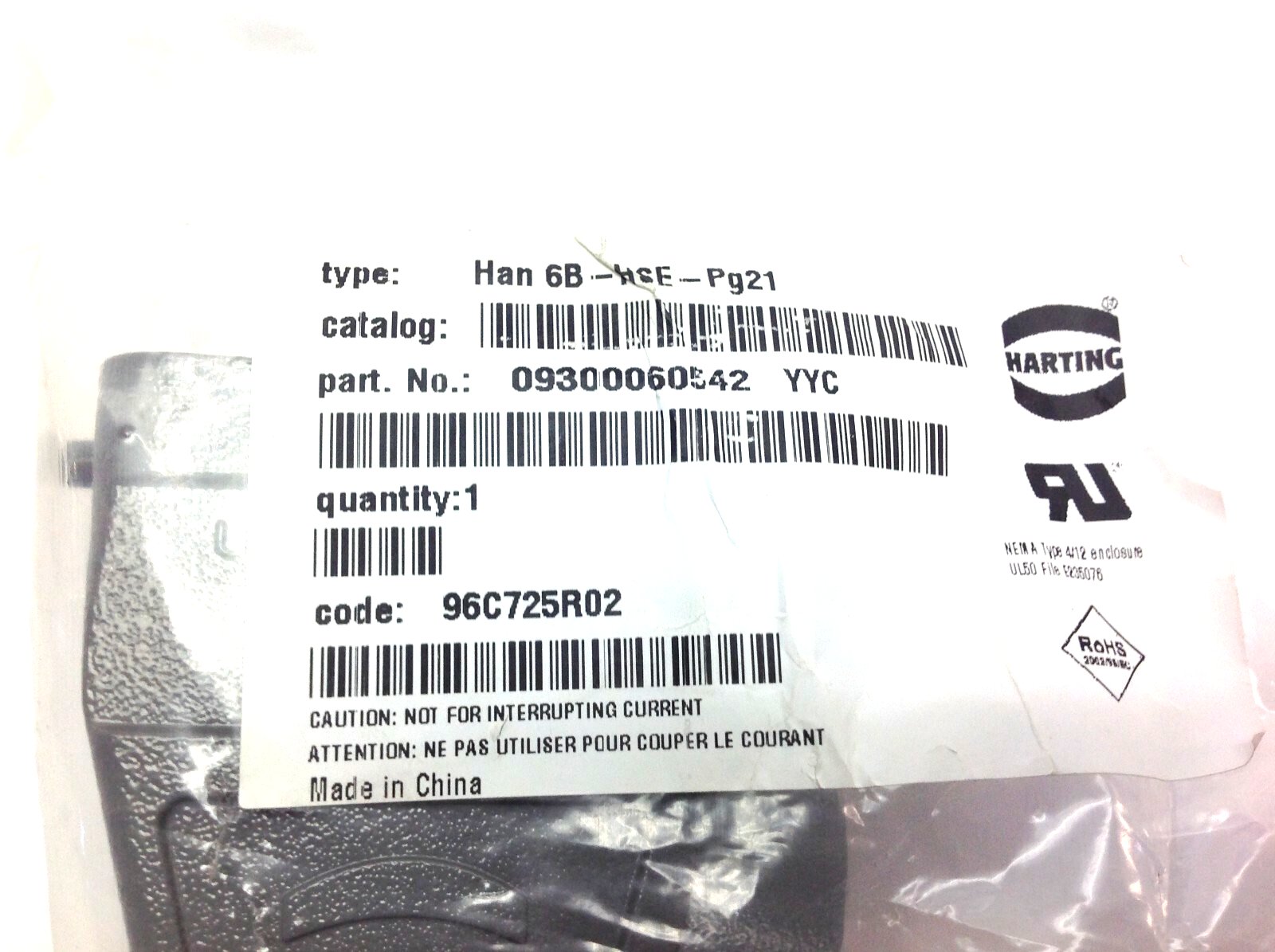 09300060542 | Harting Han B Connector Hood Side Entry HC 2 Pegs PG 21 6B-HSE-PG21 - New - Maverick Industrial Sales