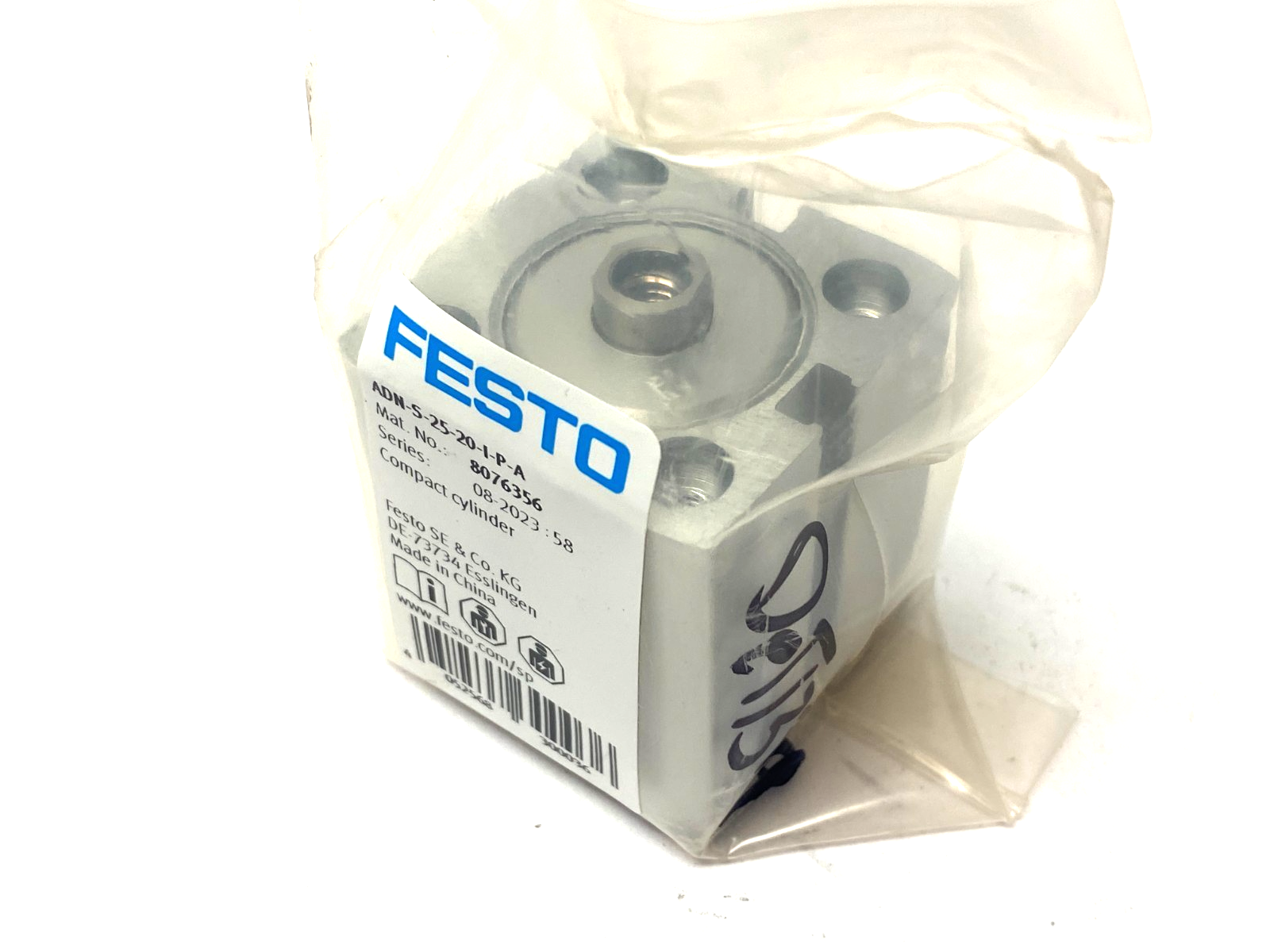 Festo ADN-S-25-20-I-P-A Compact Cylinder Dbl-Acting 20mm Stroke 8076356 - Maverick Industrial Sales