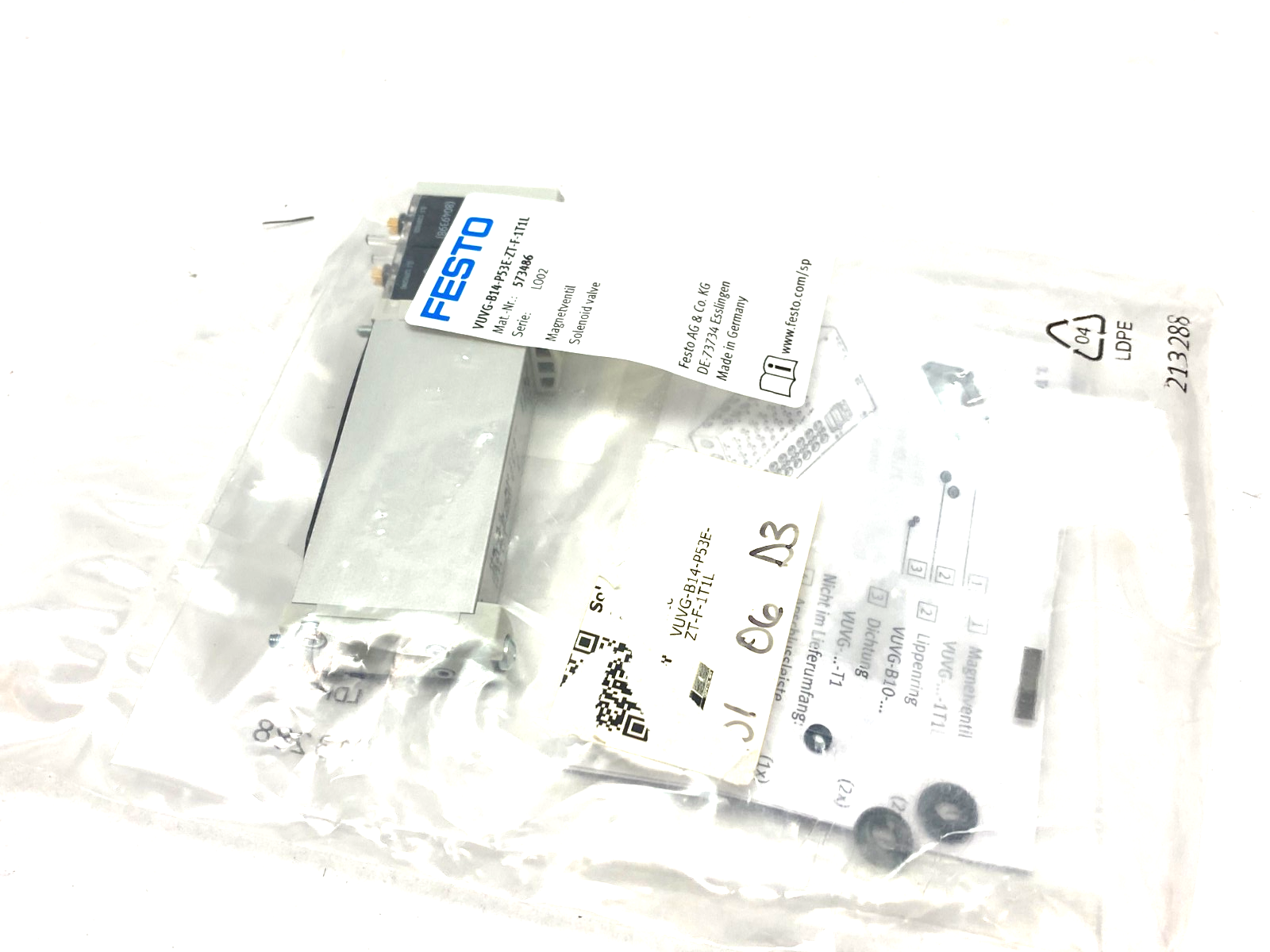 Festo VUVG-B14-P53E-ZT-F-1T1L Solenoid Valve 5/3, Exhausted 573486 - Maverick Industrial Sales
