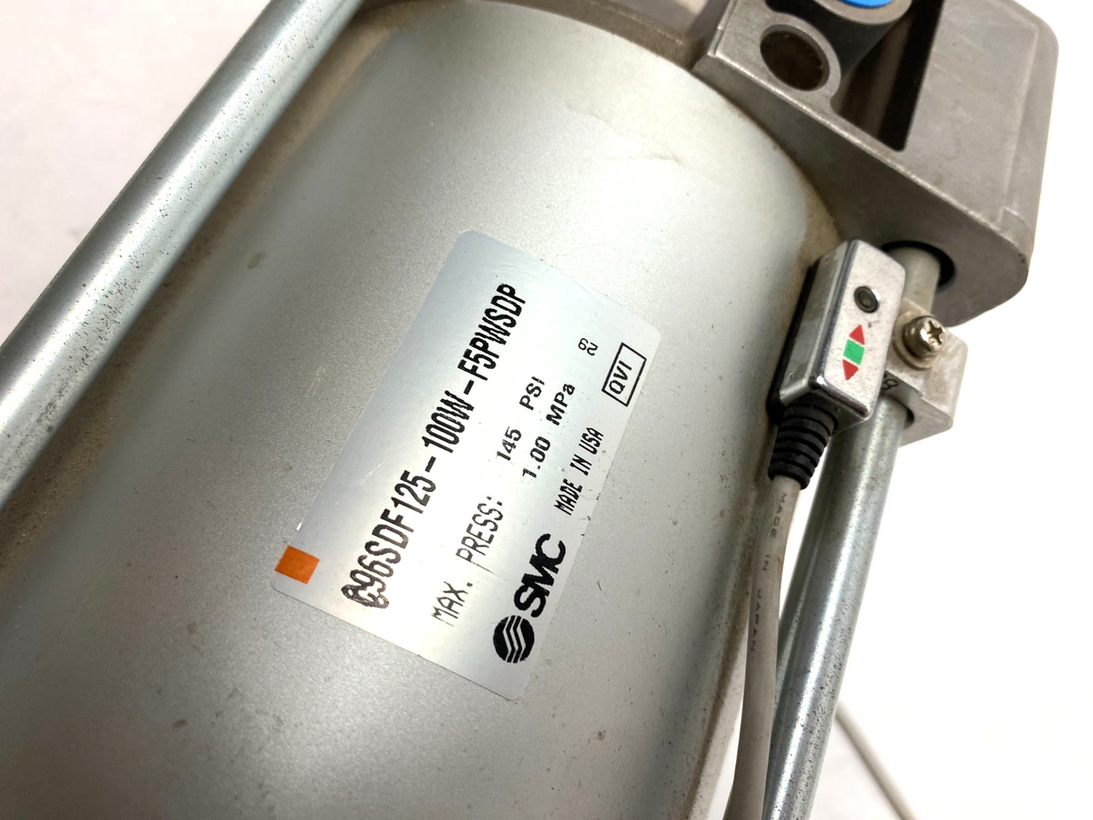 C96DF125-100W-F5PWSDP | SMC Rod End Double Acting Cylinder 125mm Bore 100mm Stroke - Used - Maverick Industrial Sales