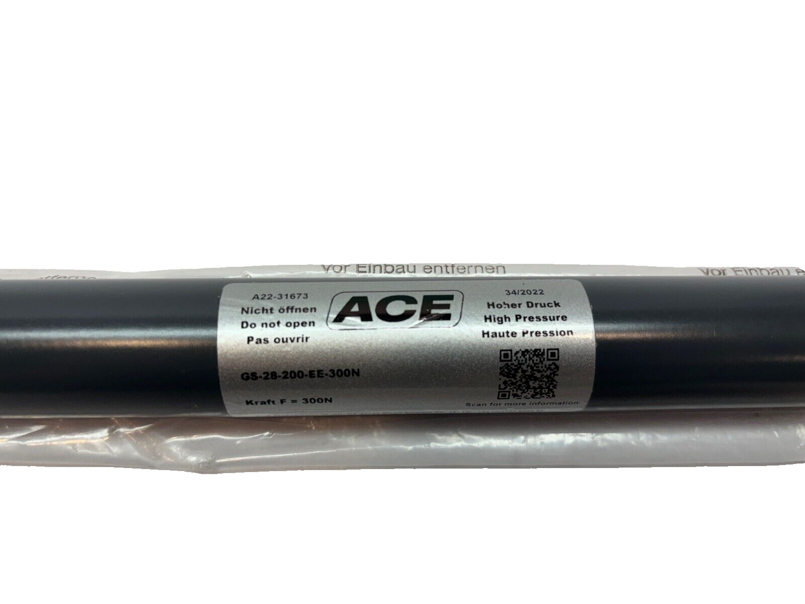 ACE GS-28-200-EE-300N High Pressure Industrial Gas Spring, 7.87" Stroke, 562 lbs - Maverick Industrial Sales