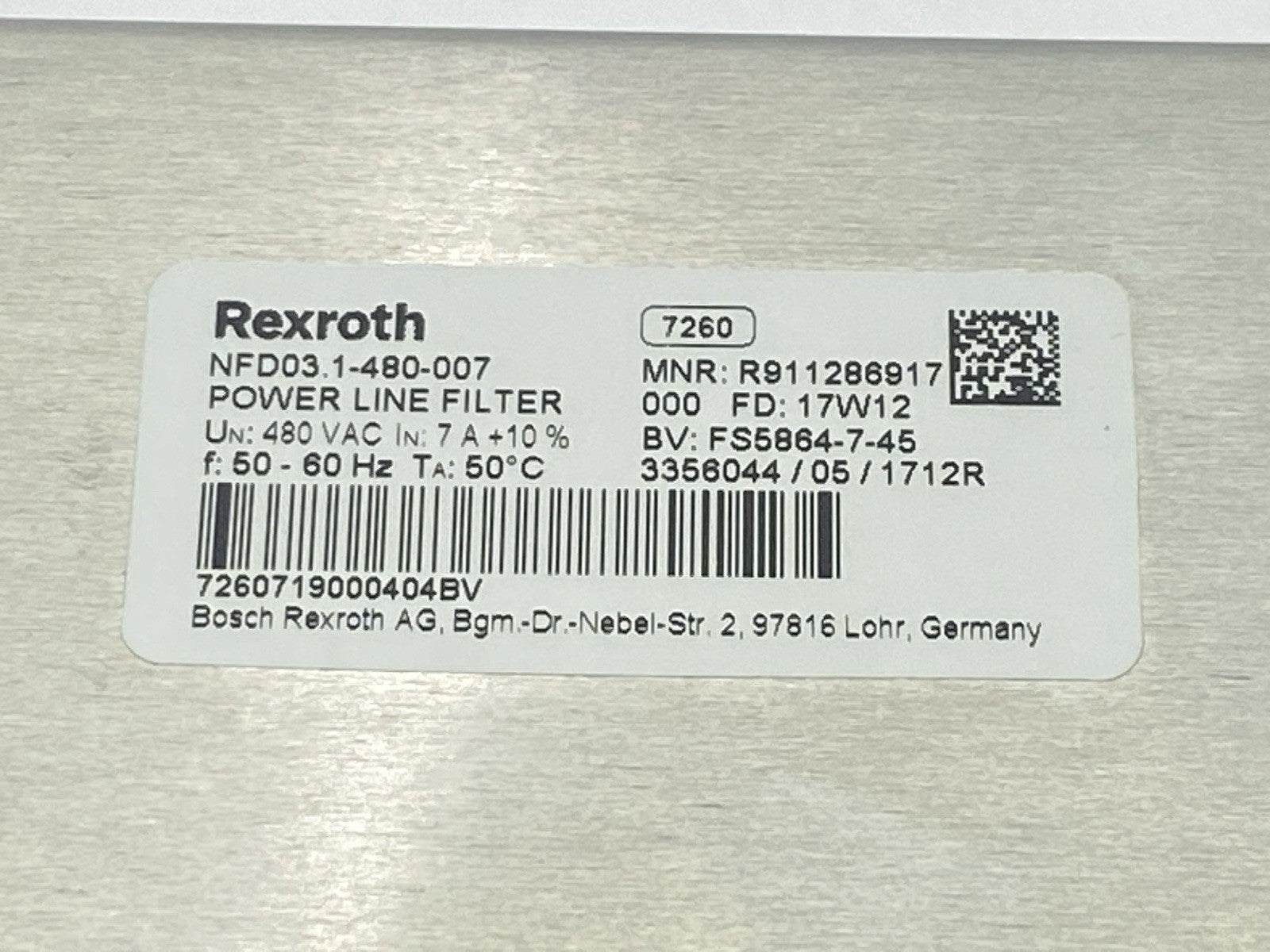 Bosch Rexroth R911286917 Power-Line Filter NFD03.1-480-007 - Maverick Industrial Sales