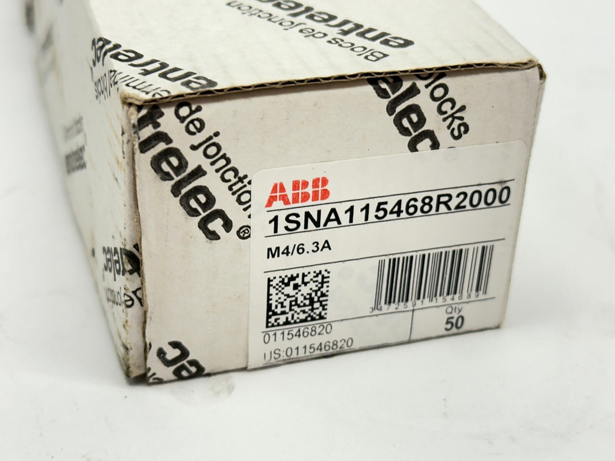 1SNA115468R2000 | Entrelec SNA Terminal Blocks M4/6.3A BOX OF 50 - New – Open box - Maverick Industrial Sales