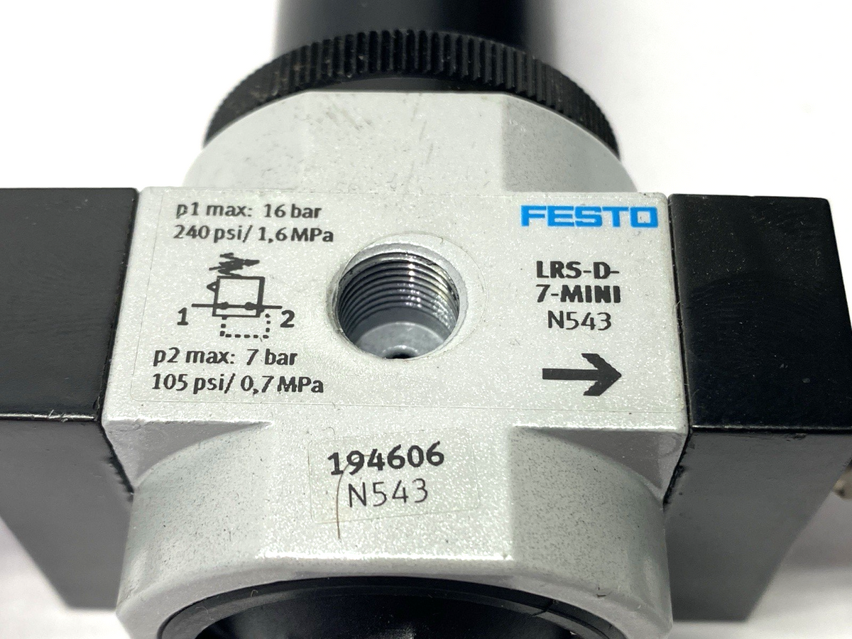 Festo LRS-1/8-D-7-MINI Pneumatic Pressure Regulator, G1/8, 0.5-7bar, 194606 - Maverick Industrial Sales