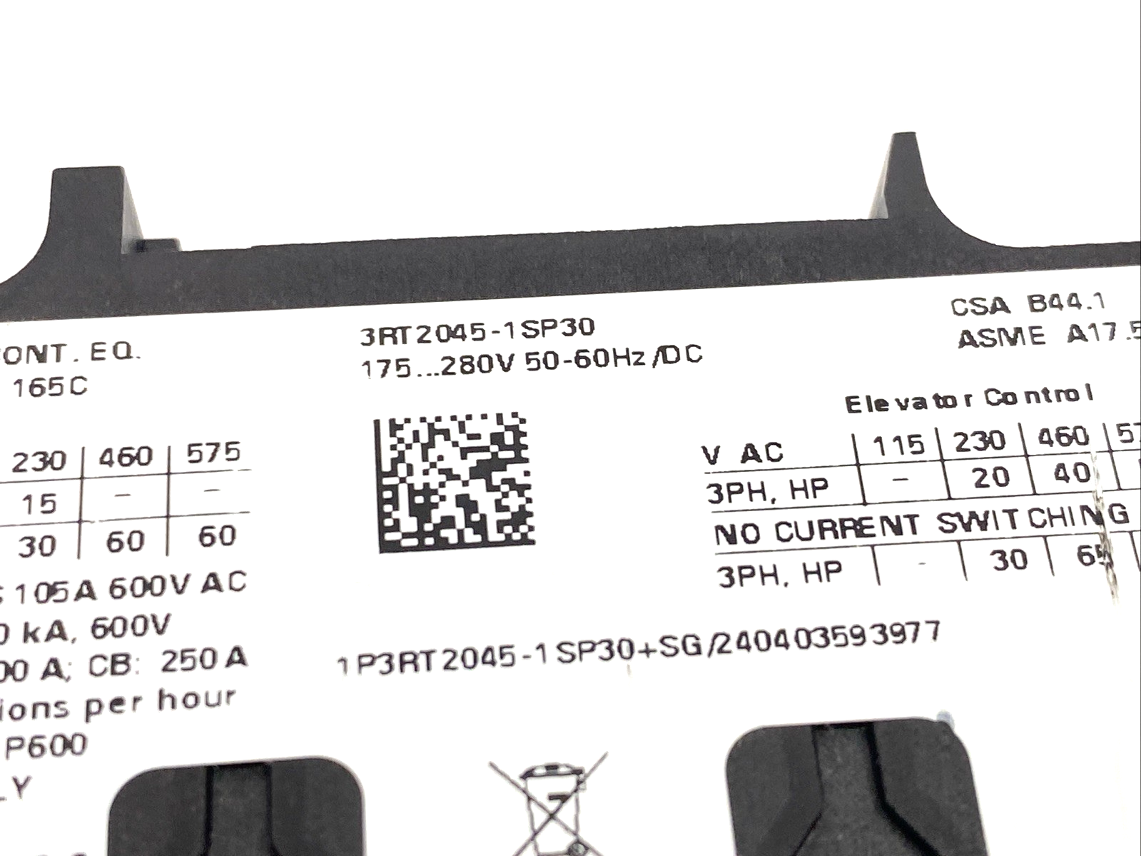 Siemens 3RT2045-1SP30 Contactor AC-3e/AC-3, 80A, 37kW 400V 3P 175-280V AC/DC - Maverick Industrial Sales