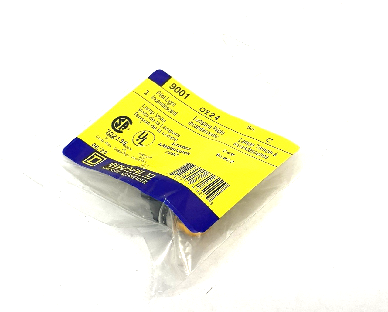 Schneider Square D 9001OY24 Yellow Incandescent Pilot Light Type O - Maverick Industrial Sales