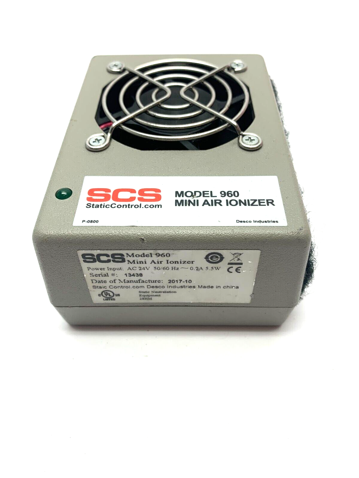 SCS Model 00960 Mini Air Ionizer Input 24VAC - Maverick Industrial Sales