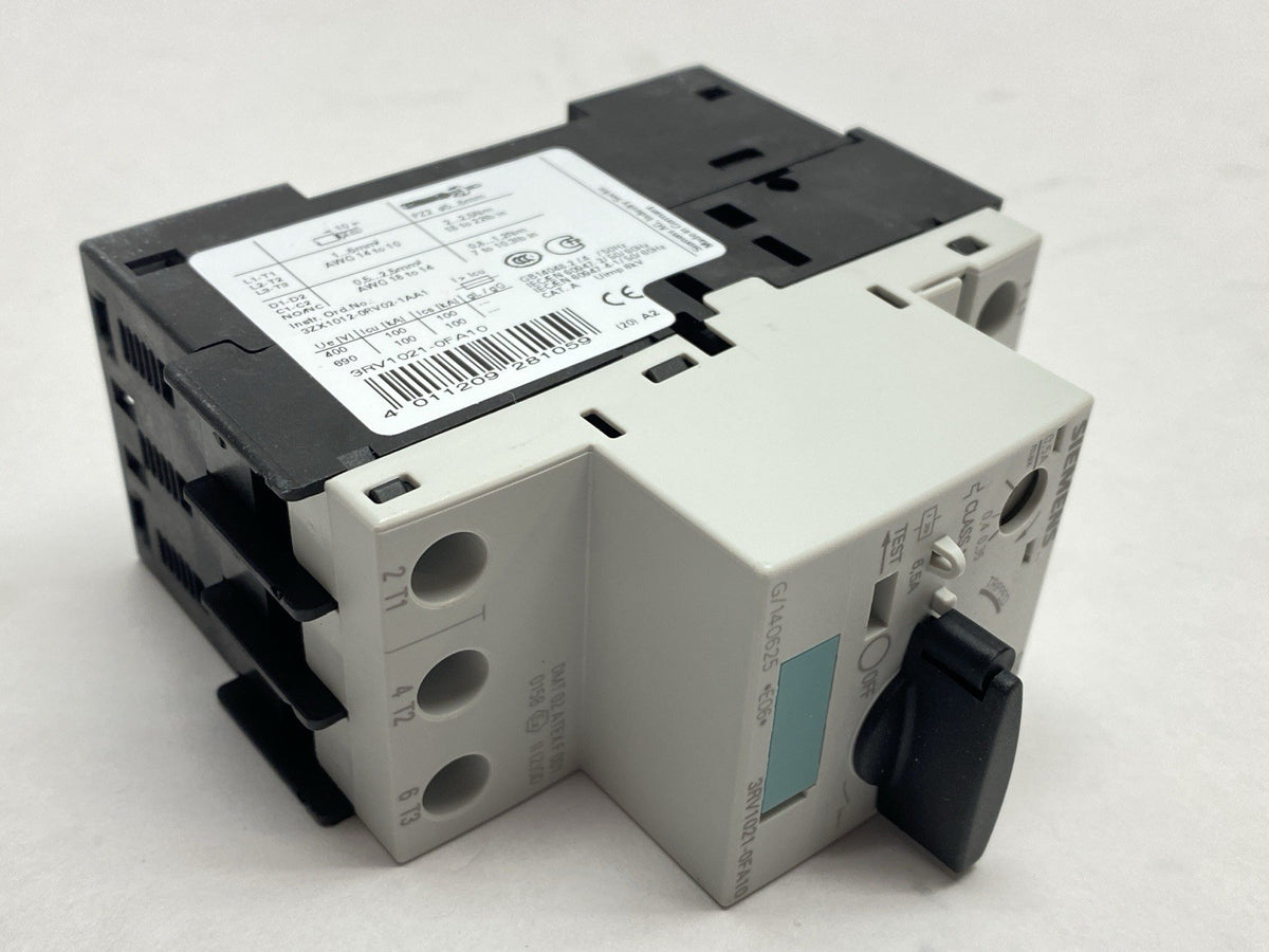 Siemens 3RV1021-0FA10 Manual Motor Starter Circuit Breaker 0.35-5A 3-Pole - Maverick Industrial Sales