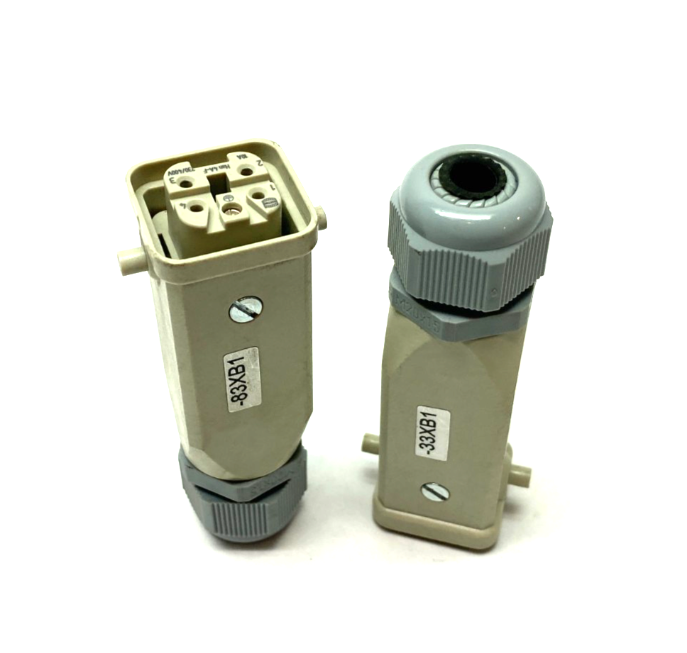 Harting 09200042711 Han A 04 Pos Insert w/ 19200030423 Han 3A Hood LOT OF 2 - Used - Maverick Industrial Sales