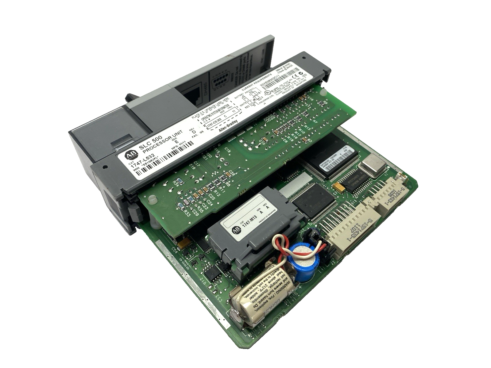 1747-L532 | Allen Bradley Ser. E Rev. D SLC 500 Processor Unit 1747-OS302 Ser. C - For parts or not working - Maverick Industrial Sales