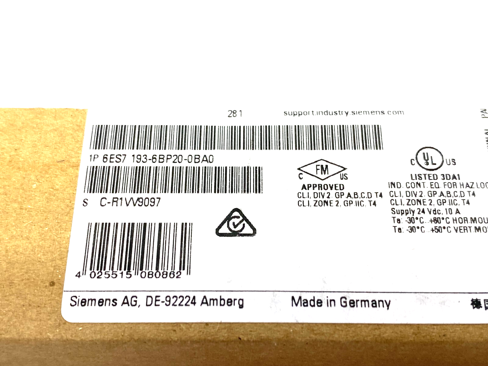 Siemens 6ES7193-6BP20-0BA0 Base Unit BU15-P16+A10+2B, Type A0 Base - Maverick Industrial Sales