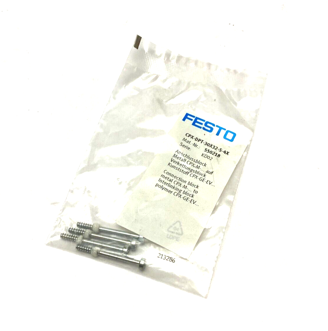 Festo CPX-DPT-30X32-S-4X Connection Screw 550218 PKG OF 4 - Maverick Industrial Sales