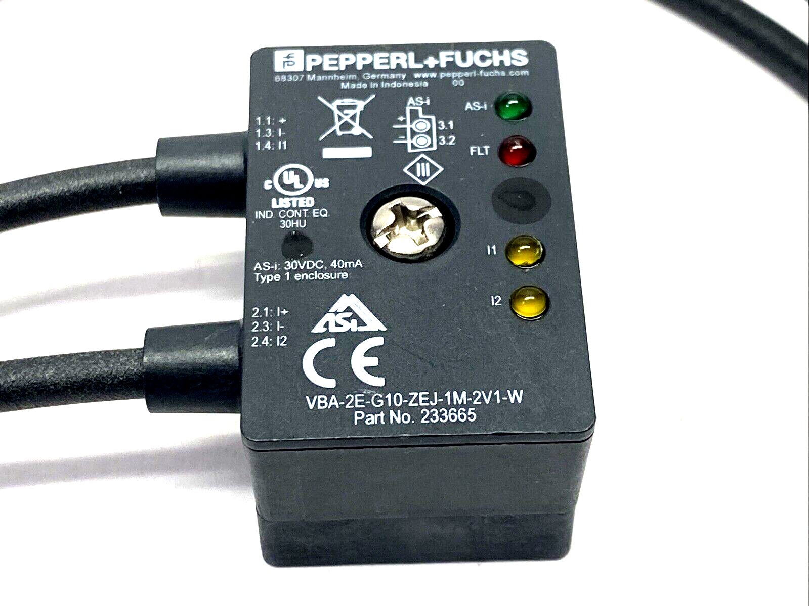 Pepperl+Fuchs VBA-2E-G10-ZEJ-1M-2V1-W AS-Interface Sensor Module 233665 - Maverick Industrial Sales
