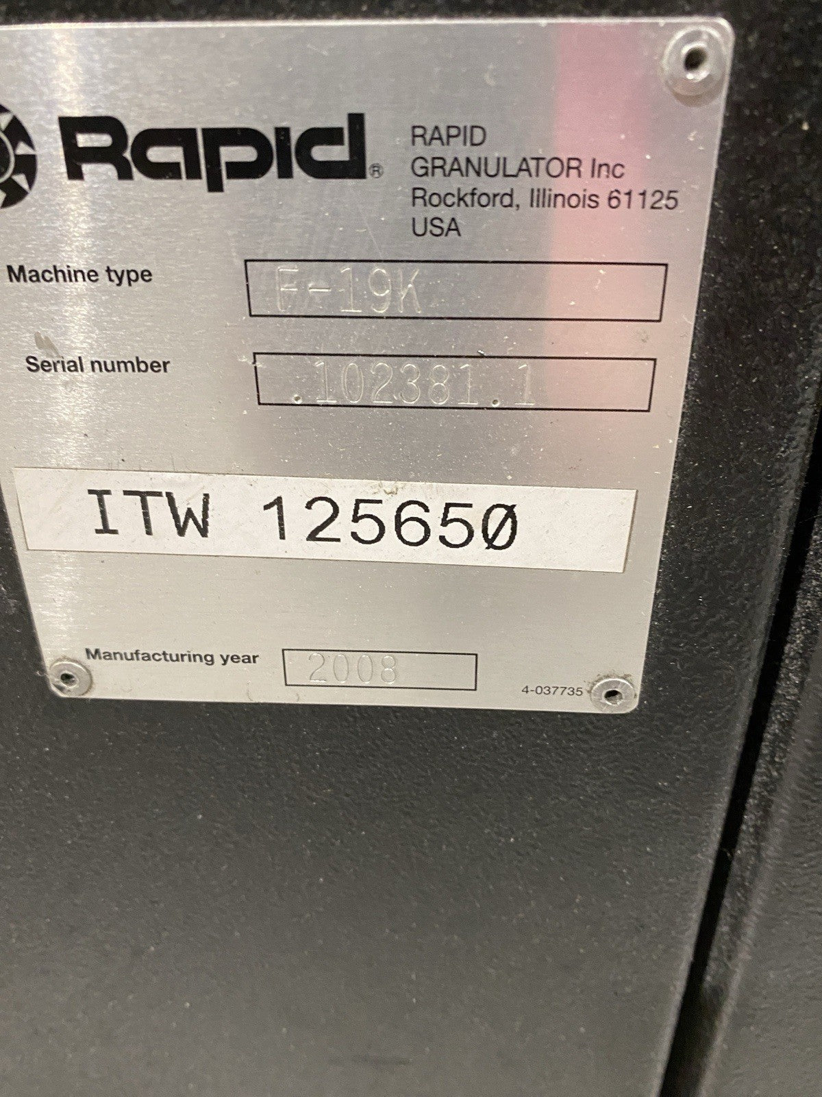 F-19K | Rapid Force Granulator 480V For Repair - For parts or not working - Maverick Industrial Sales