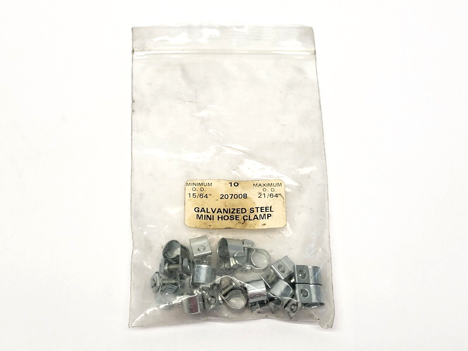 Galvanized Steel Mini Hose Clamp 207008 Min O.D. 16 64" Max 21/64" LOT OF 10 - New - Maverick Industrial Sales
