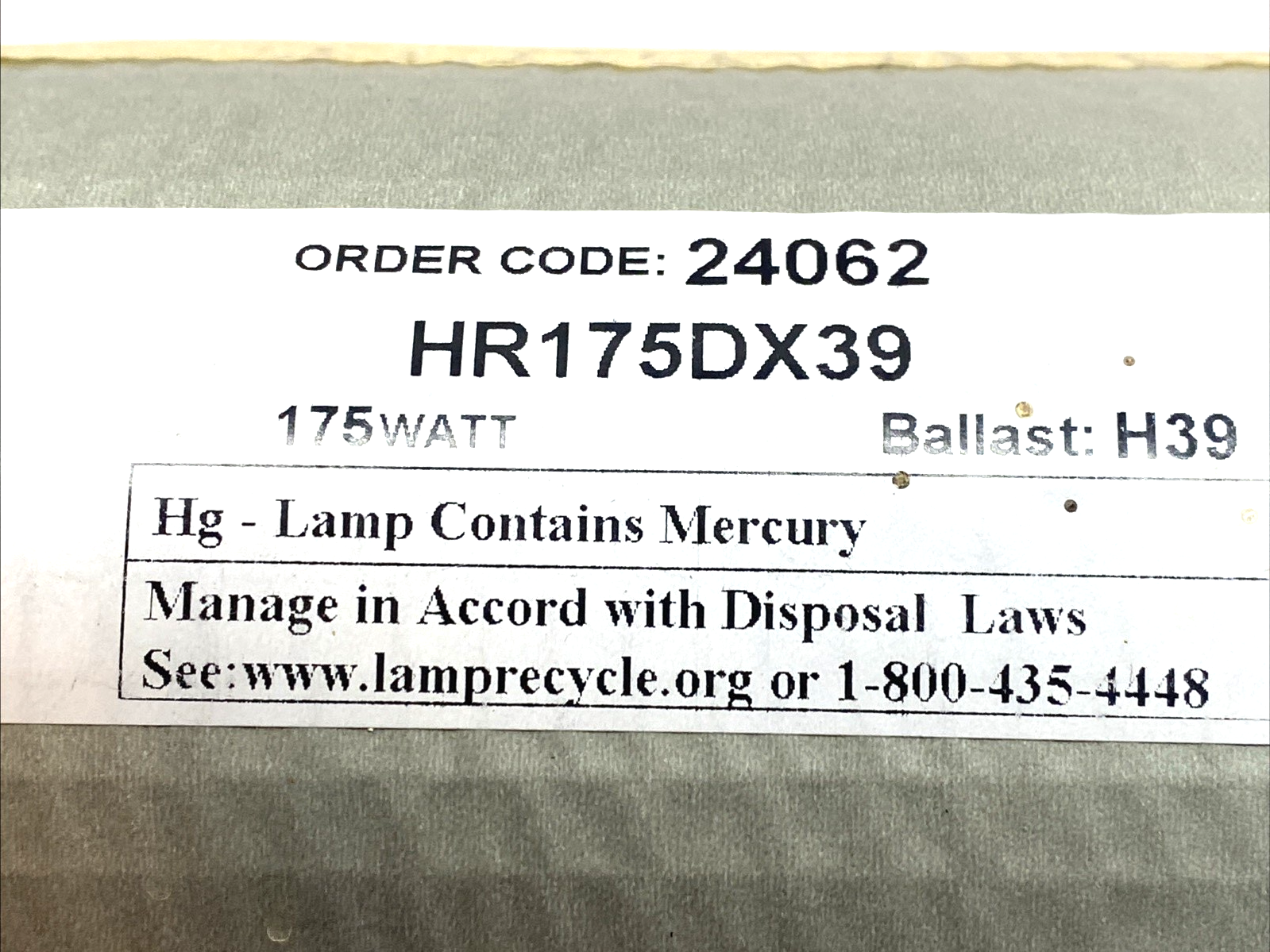 GE HR175DX39 HID Vapor Lamp 175W - Maverick Industrial Sales