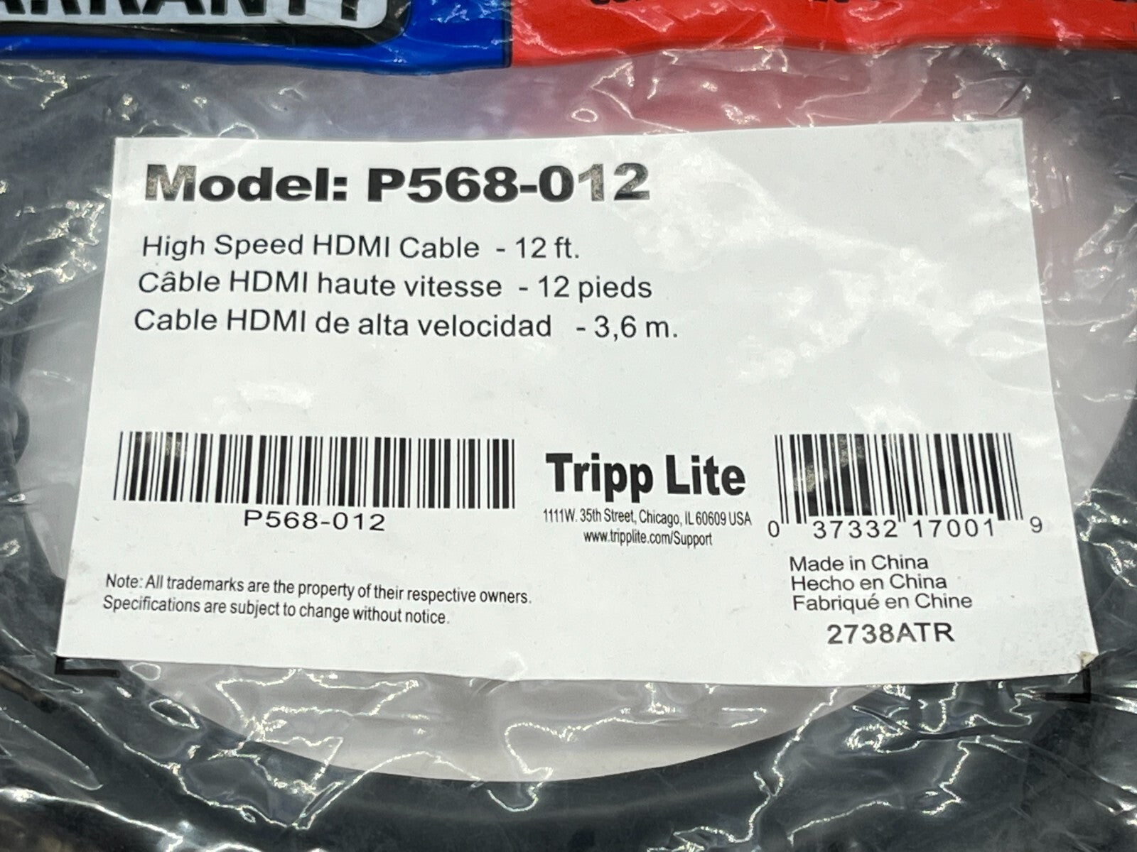 Tripp Lite P568-012 High Speed HDMI Cable 12ft - Maverick Industrial Sales