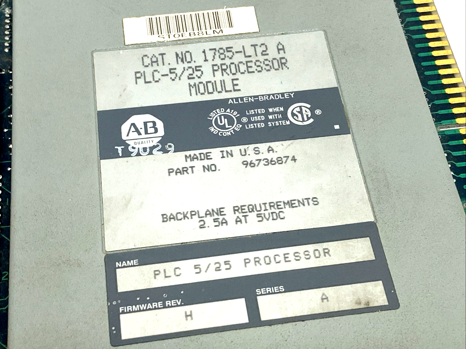 Allen Bradley 1785-LT2 Ser. A PLC-5/25 Processor Module 96736874 - Maverick Industrial Sales
