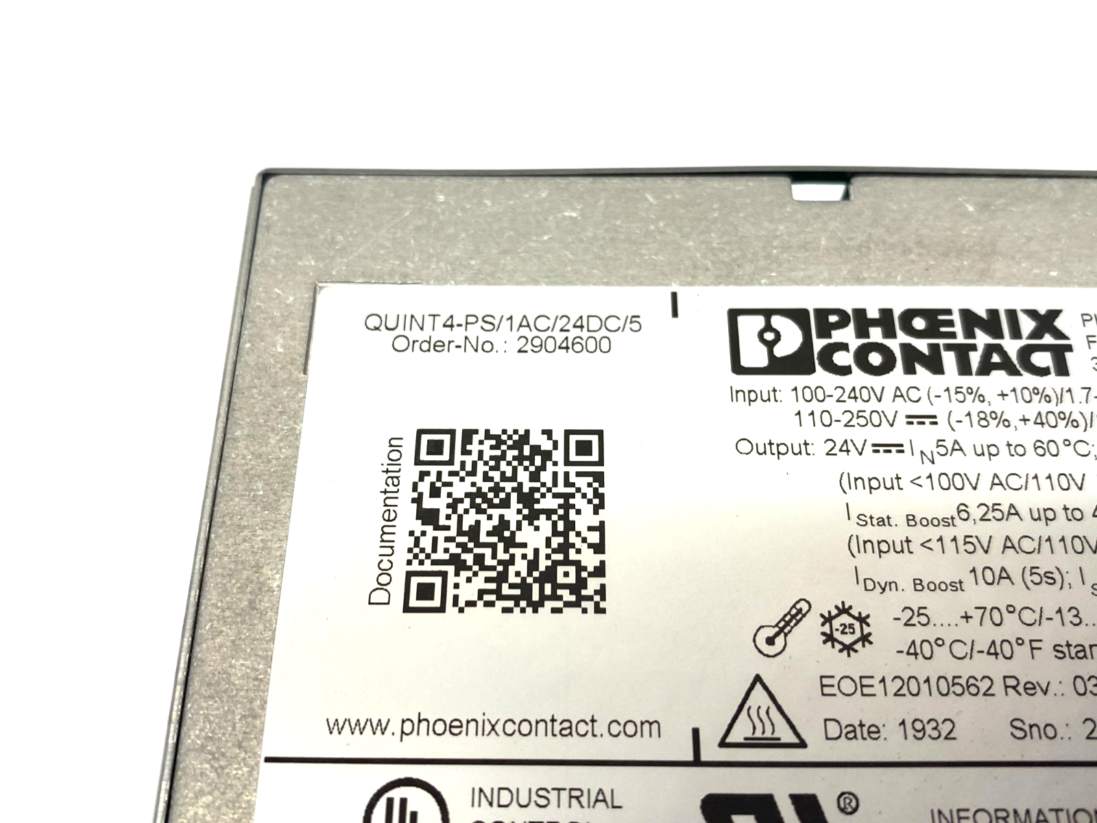 Phoenix Contact QUINT4-PS/1AC/24DC/5 Primary Switched Power Supply 2904600 - Maverick Industrial Sales