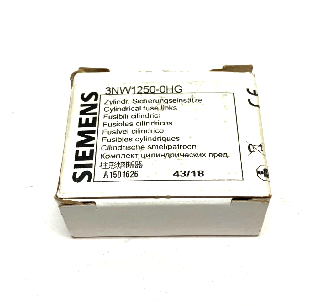 3NW1250-0HG | Siemens SENTRON Cylindrical Fuse, Slow-Blow, 25A, BOX OF 10- New – Open box - Maverick Industrial Sales