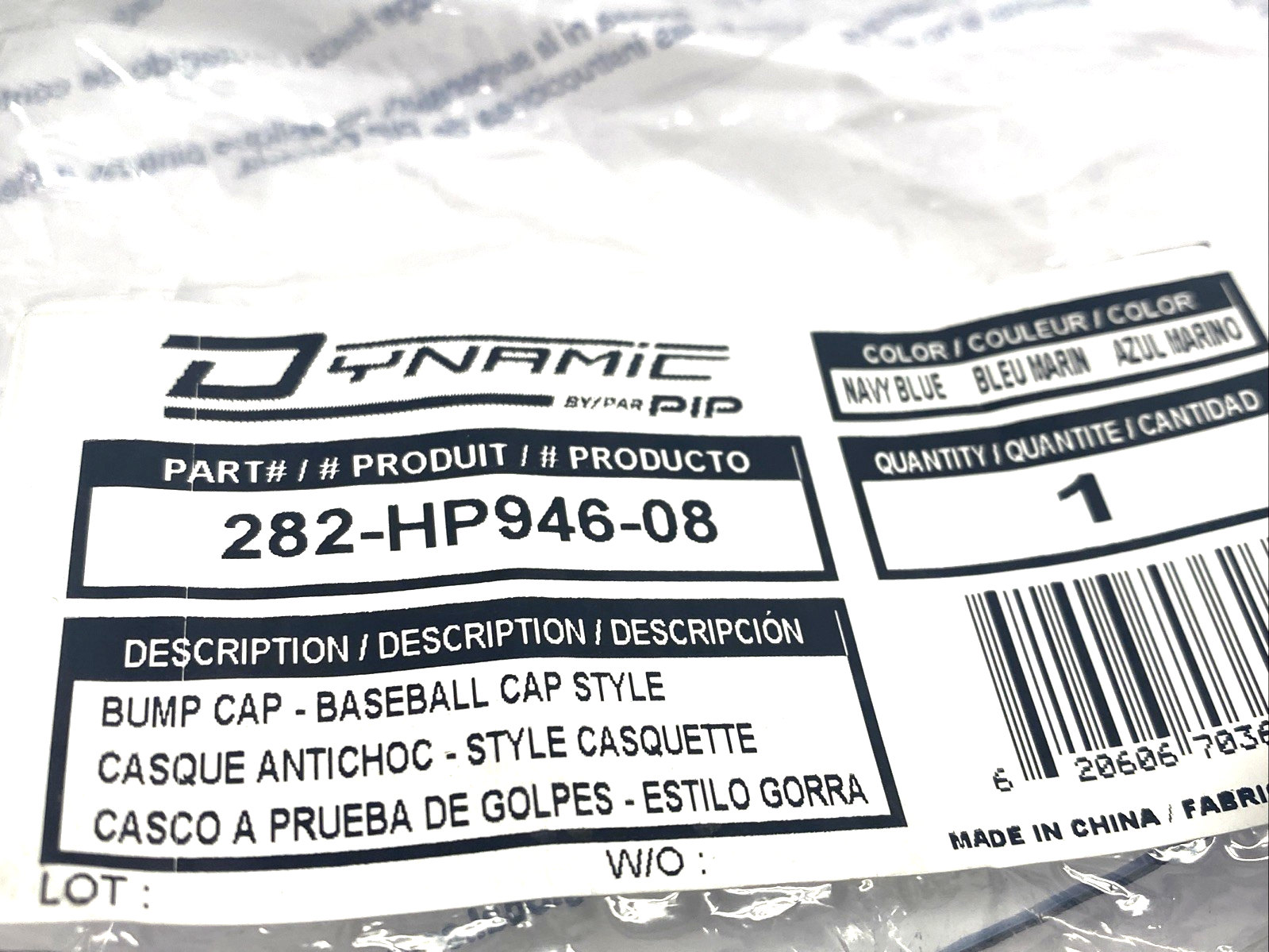 PIP 282-HP946-08 Dynamic Grand Slam II Bump Cap, Protective, One-Size, Navy - Maverick Industrial Sales