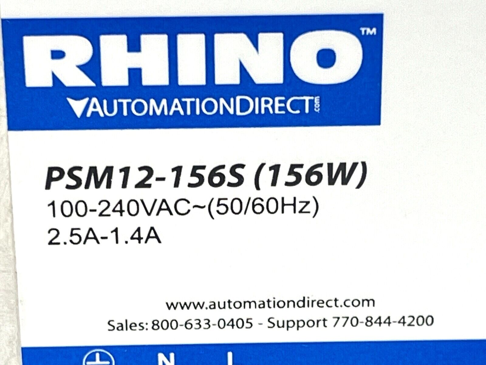 Rhino PSM12-156S Industrial Power Supply 2.5-1.4A 100-240VAC 156W - Maverick Industrial Sales