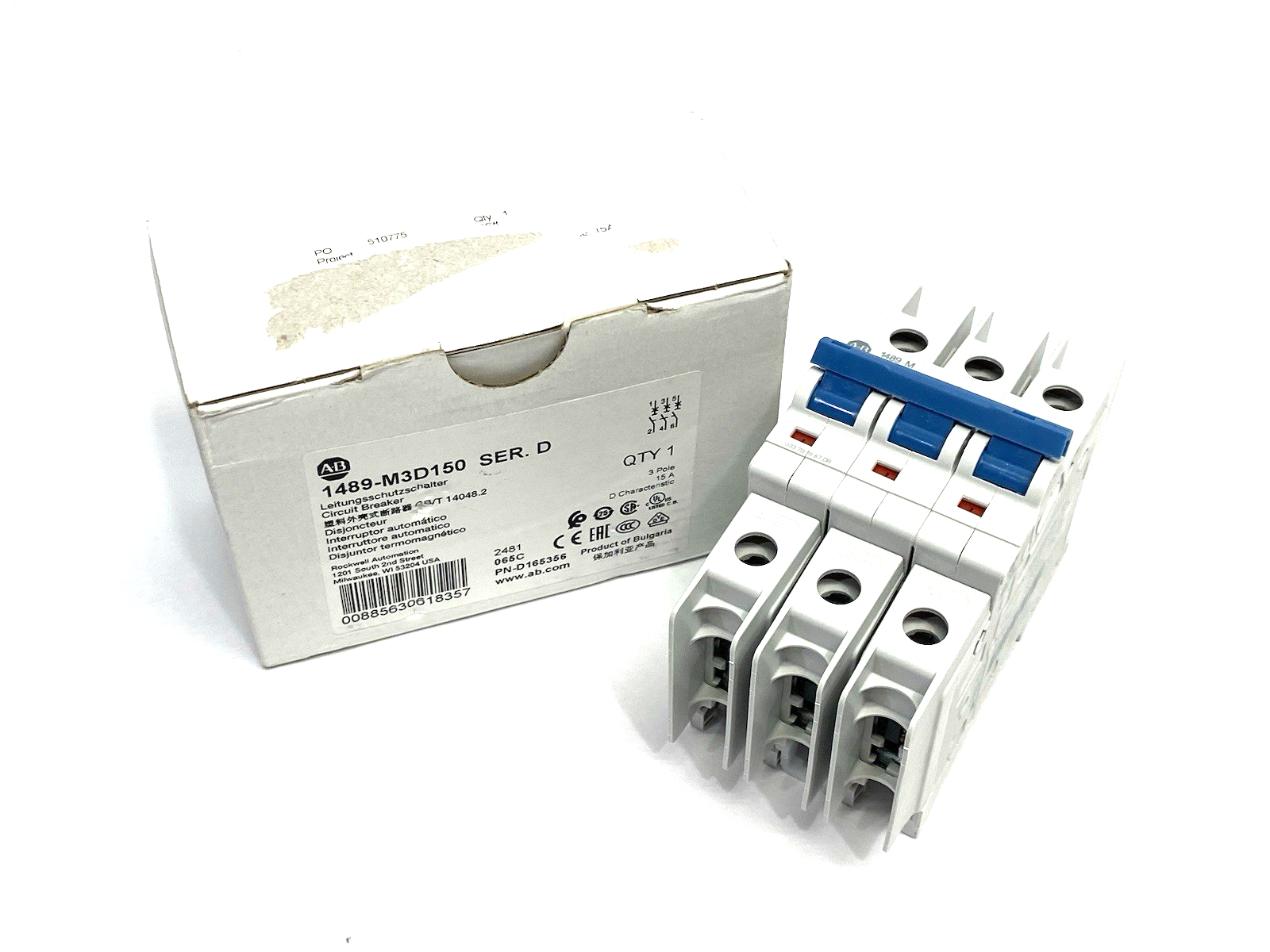 1489-M3D150 | Allen Bradley Ser. D Circuit Breaker 3-Pole 15A - New Other - Maverick Industrial Sales