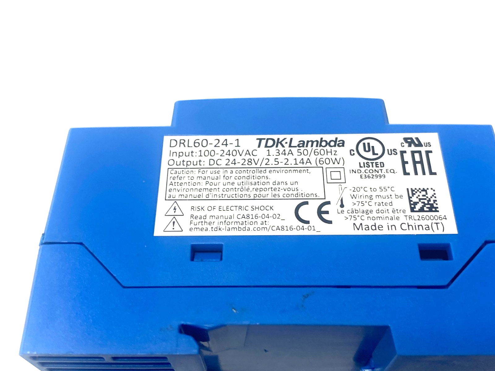 TDK-Lambda DRL60-24-1 Power Supply Module, Rail Mounted - Maverick Industrial Sales
