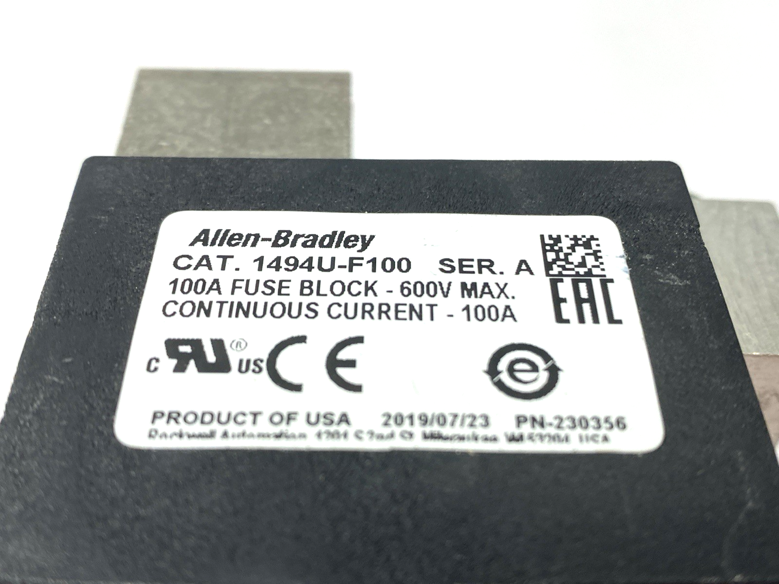 Allen Bradley 1494U-F100 Ser. A Fuse Block 3-Pole 600V 100A - Maverick Industrial Sales