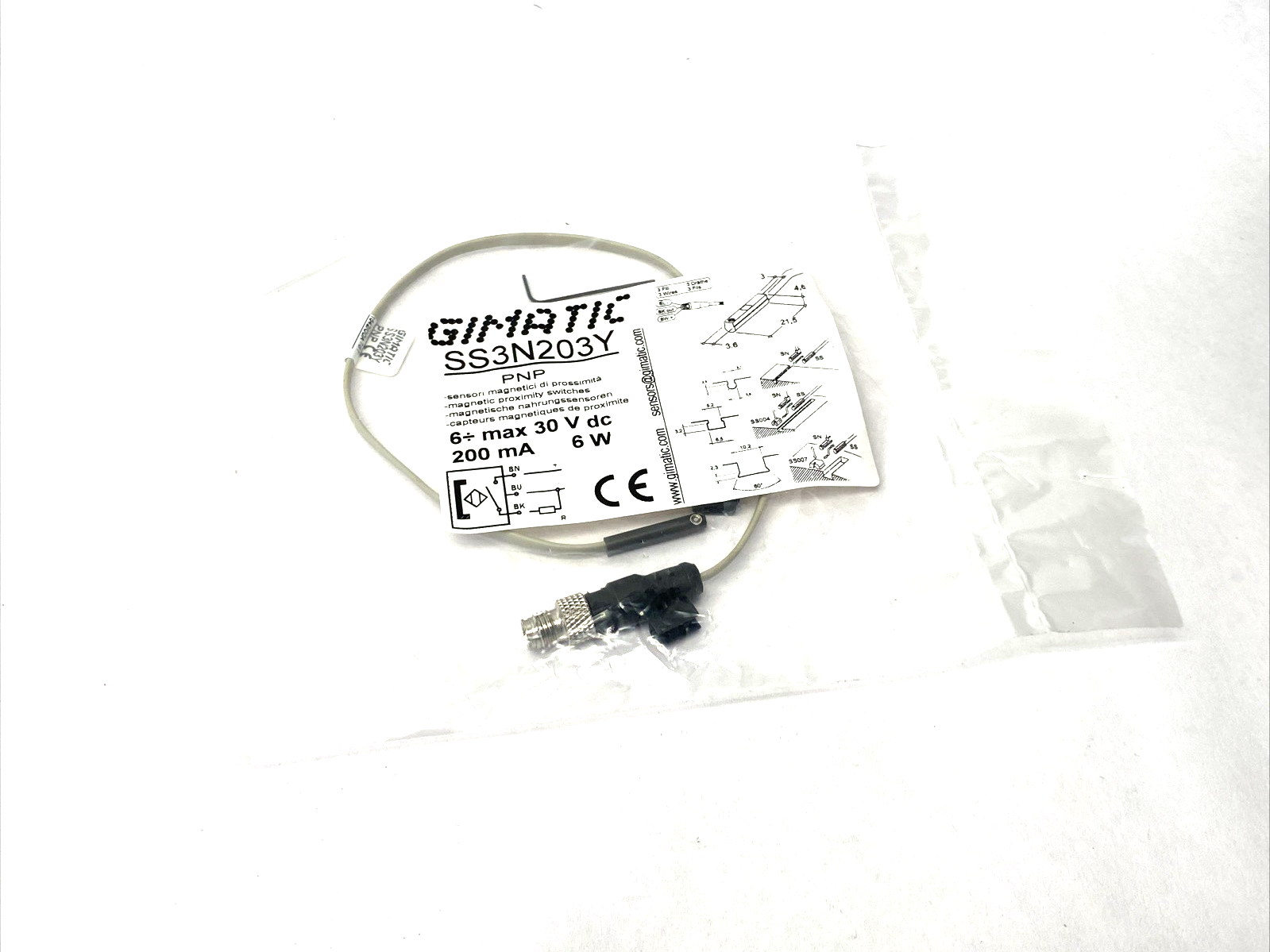 Gimatic SS3N203Y C-Slot Magnetic Proximity Switch Sensor PNP 6W 200mA - Maverick Industrial Sales