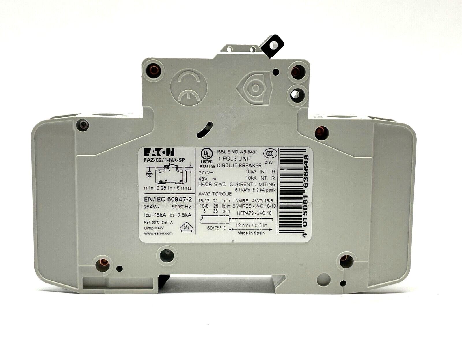 Eaton FAZ-C2/1-NA-SP Circuit Breaker 2A 1-Pole 277VAC - Maverick Industrial Sales