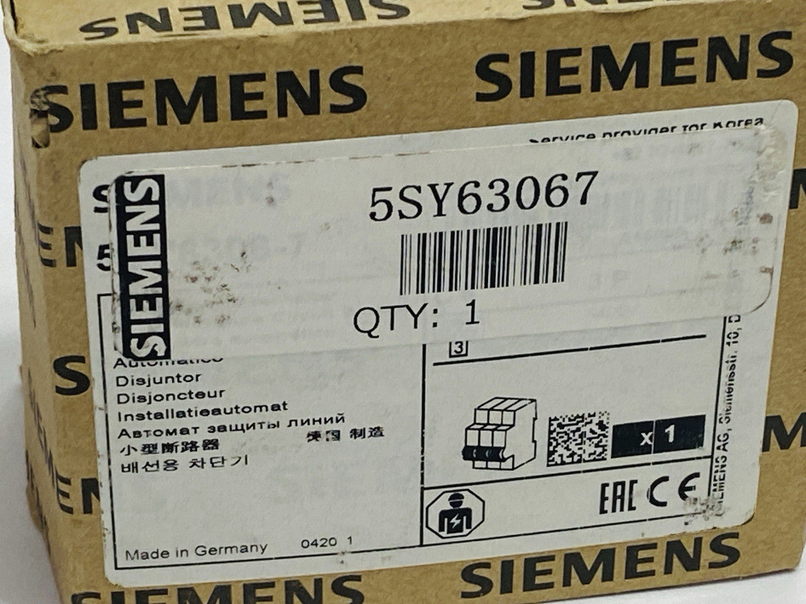 Siemens 5SY6306-7 Miniature Circuit Breaker 3-Pole 6A 400V - Maverick Industrial Sales