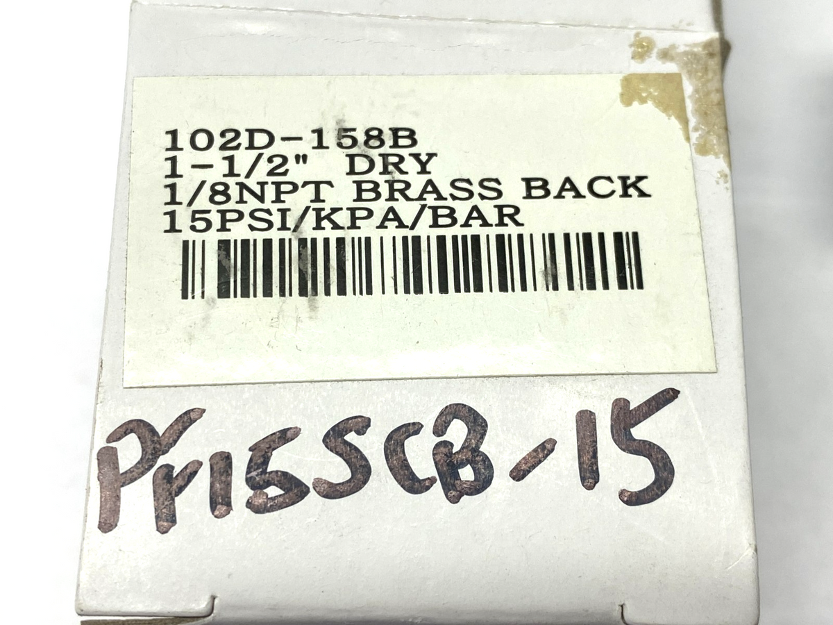 PIC Gauges 102D-158B Pressure Gauge 1-1/2 Dia. 1/8" NPT, Brass Back, 0-15PSI - Maverick Industrial Sales