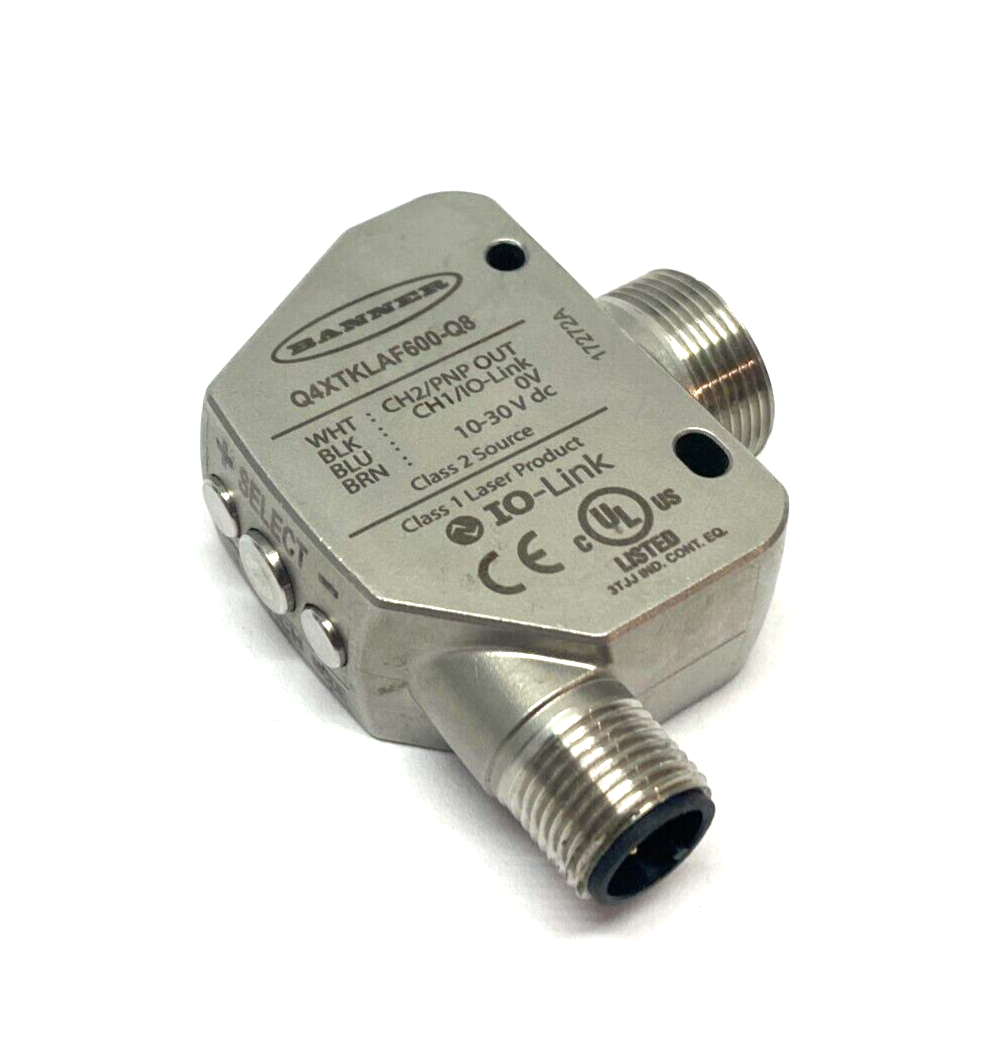 Banner Q4XTKLAF600-Q8 IO-Link Rugged Laser Distance Sensor 10-30VDC 801918 - Maverick Industrial Sales