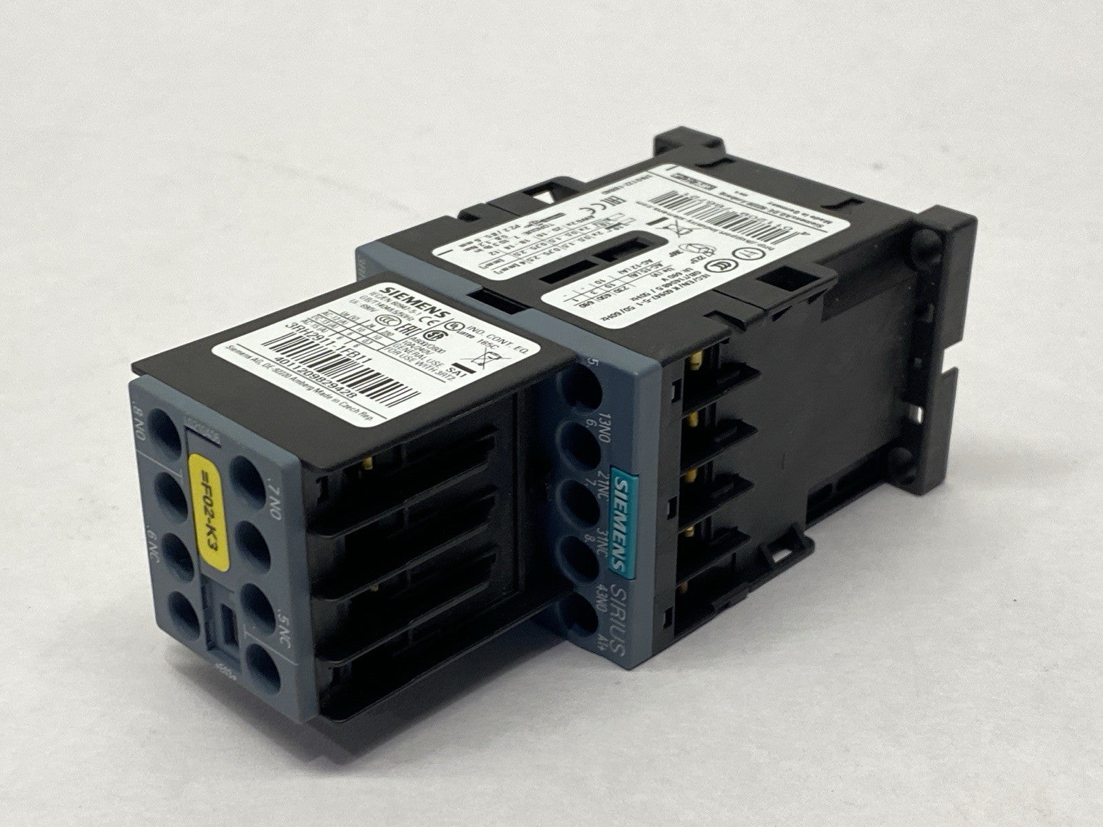 Siemens 3RH2122-1BB40 Contactor Relay 24VDC w/ 3RH2911-1FB11 Contact Block - Maverick Industrial Sales