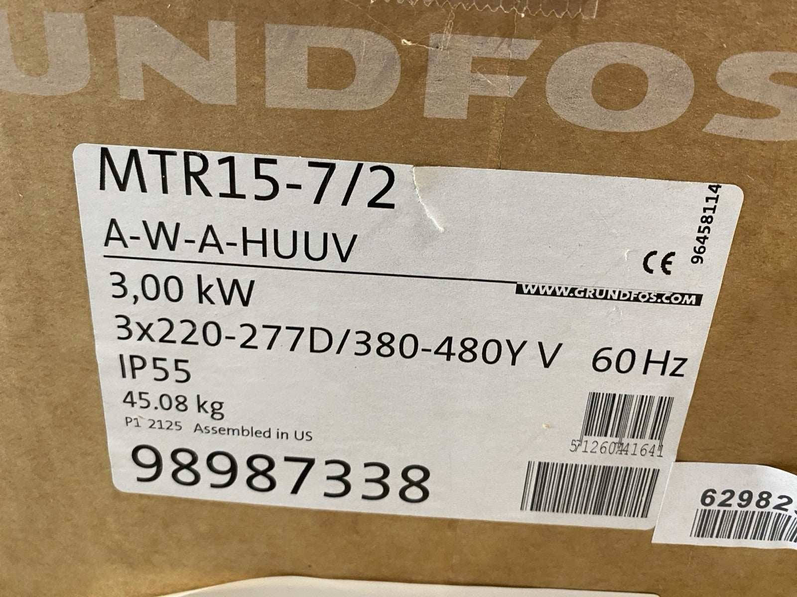 Grundfos MTR15-7/2 A-W-A-HUUV Multistage Self-Priming Centrifugal Pump Tank Mnt - Maverick Industrial Sales