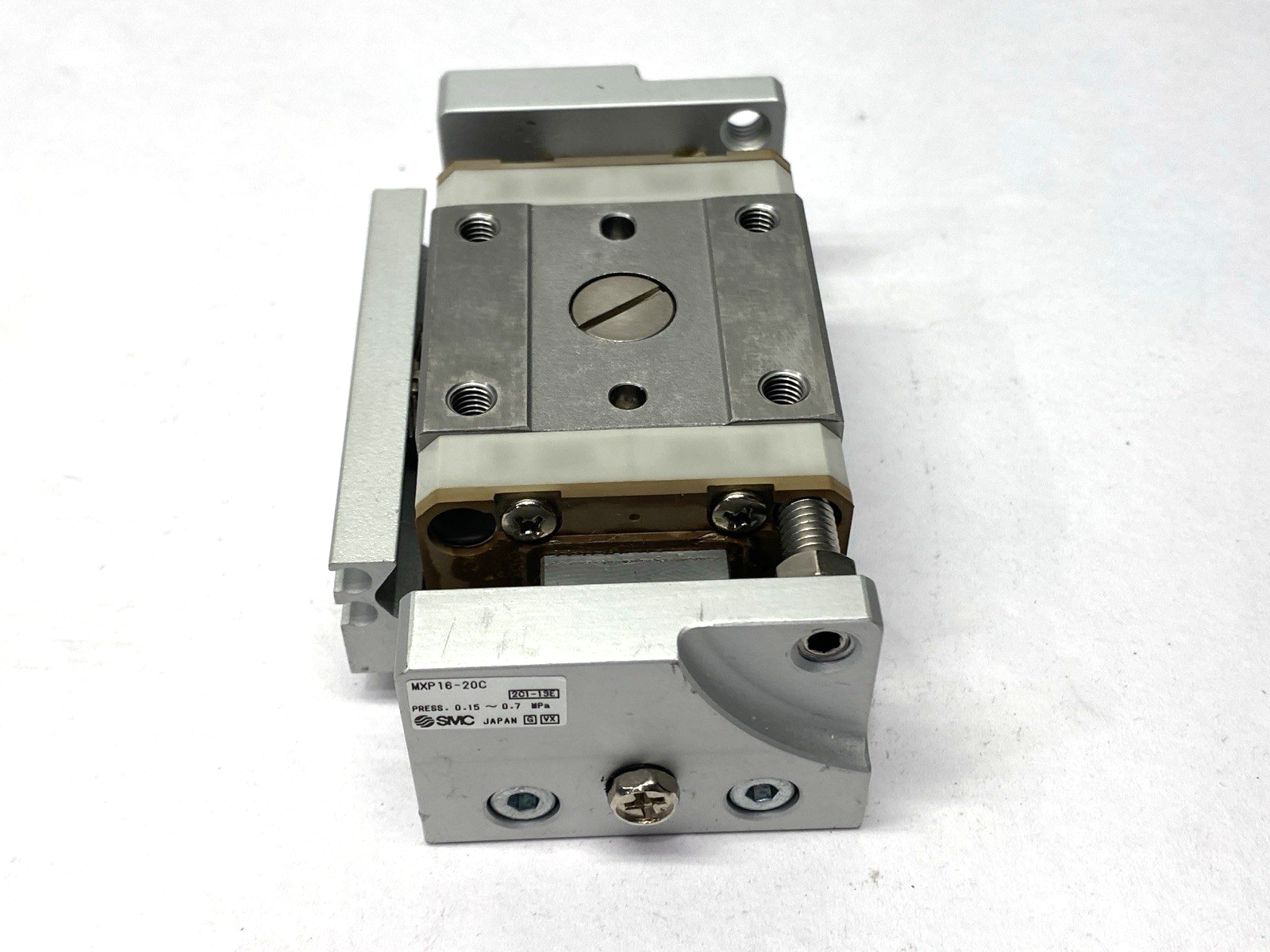 SMC MXP16-20C Pneumatic Slide Table MISSING SHOCK ABSORBER - Maverick Industrial Sales