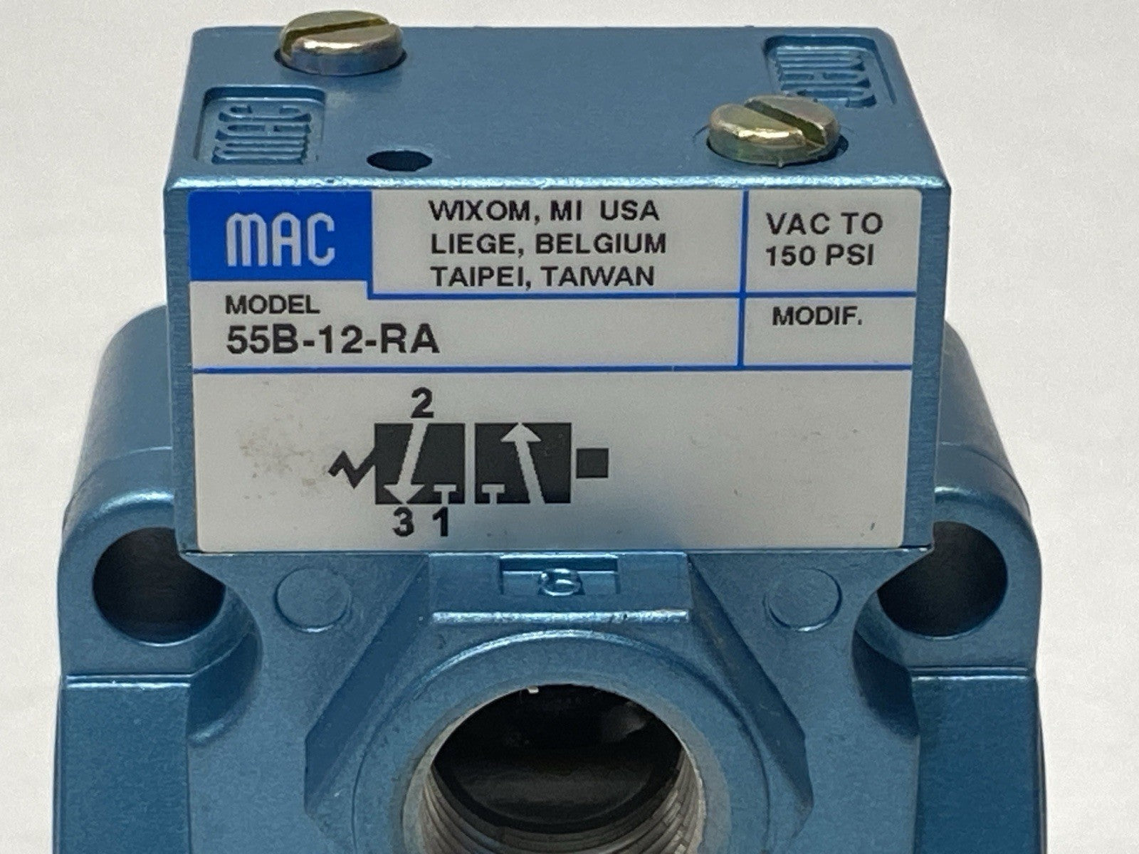 Mac Valves 55B-12-RA 3-Way Pneumatic Solenoid Valve - Maverick Industrial Sales
