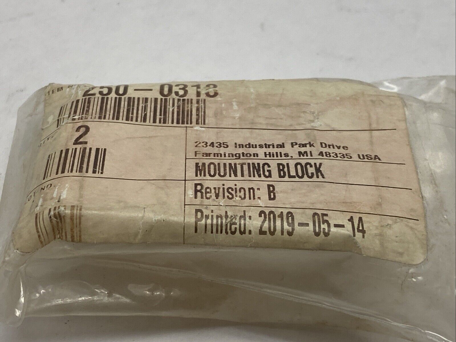 250-0310 | ACE Controls Rev B Mounting Block PKG OF 2 - New Other - Maverick Industrial Sales