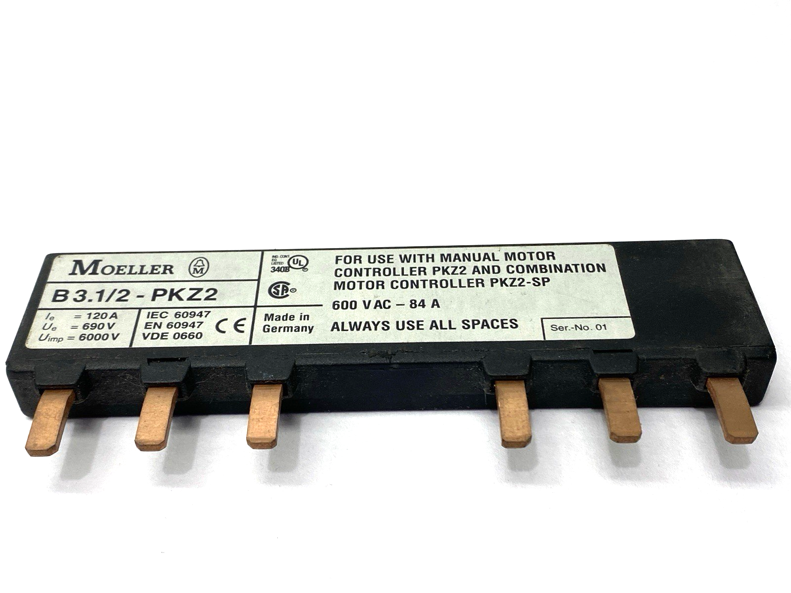 Moeller B3.1/2-PKZ2 Busbar for PKZ2 / PKZ2-SP - Maverick Industrial Sales