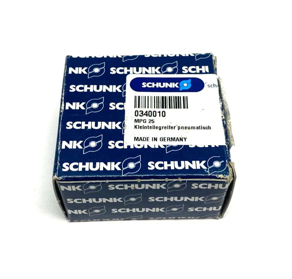 0340010 | Schunk 2-Finger Parallel for Small Components MGP 25, 3mm Stroke per Jaw - New – Open Box - Maverick Industrial Sales