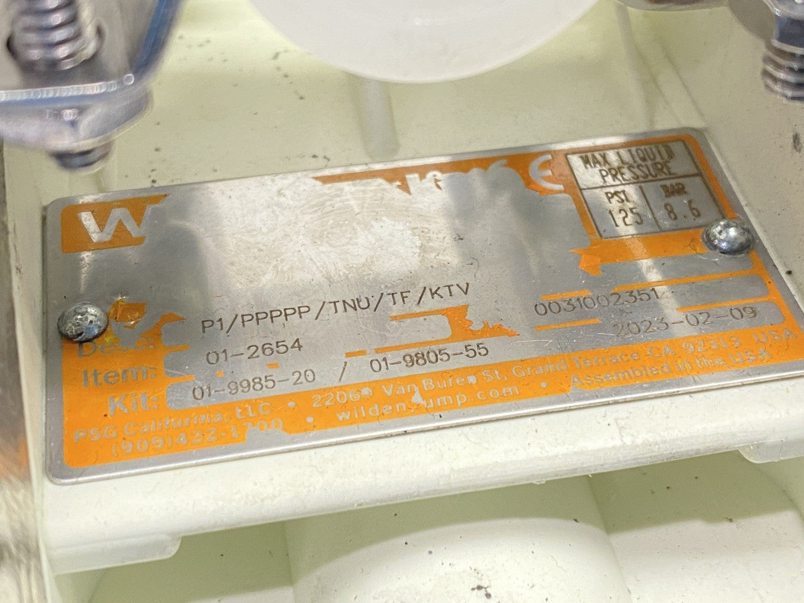 01-2654 | Wilden AODD Pump 1/2" Pro-Flo Polypropylene P1/PPPPP/TNU/TF/KTV - For parts or not working - Maverick Industrial Sales