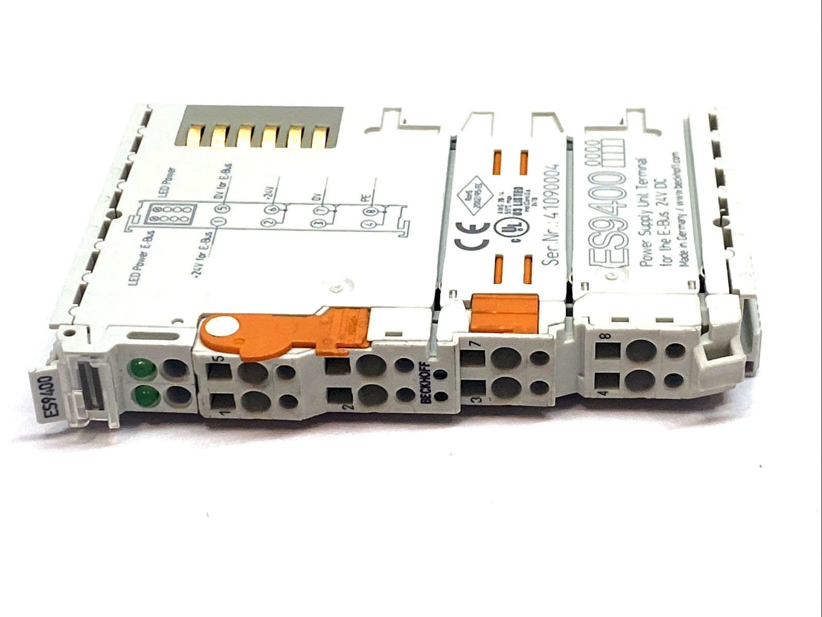 Beckhoff ES9400 EtherCAT Power Supply Terminal 24VDC 2A 10A Contacts - Maverick Industrial Sales