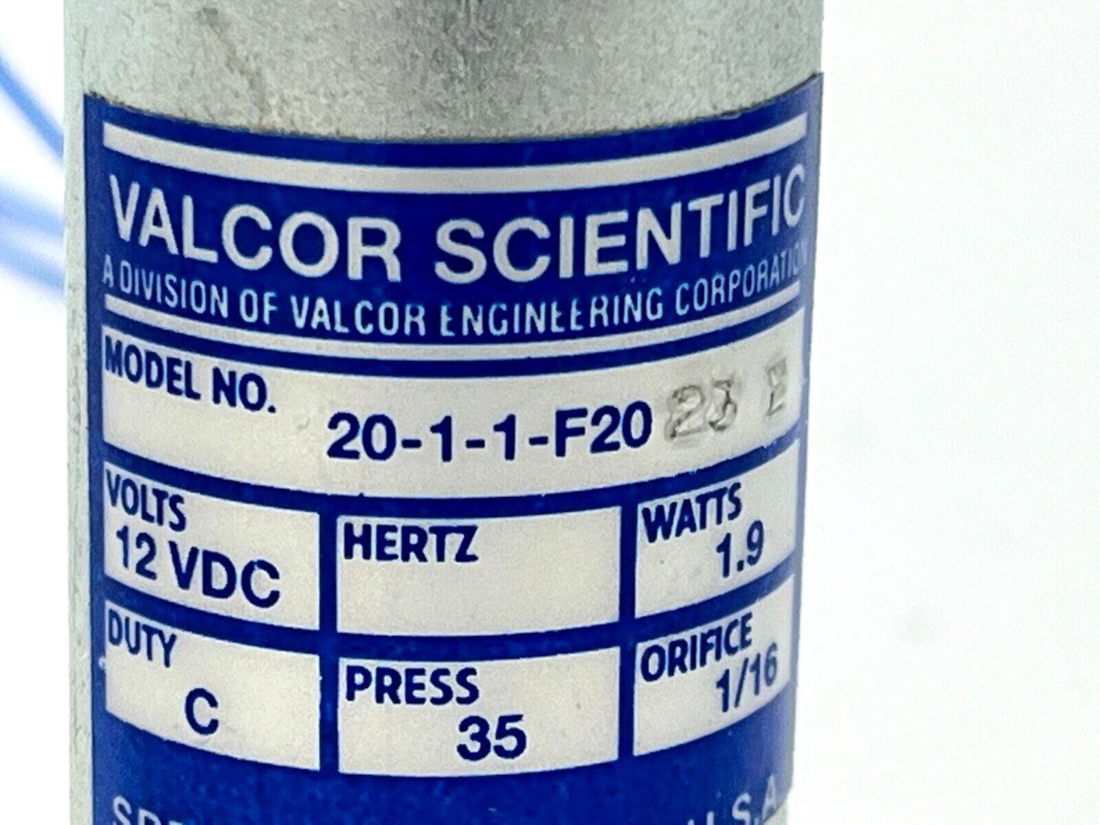 Valcor 20-1-1-F20 Solenoid Valve 1/16NPT 12VDC 1.9W - Maverick Industrial Sales