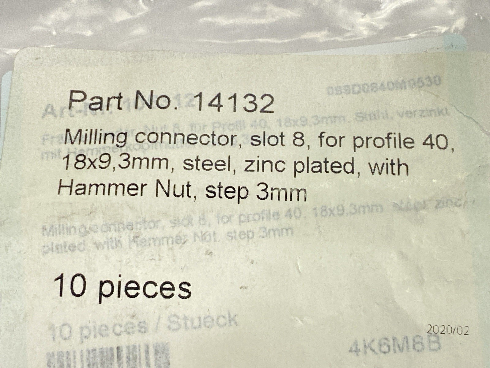 14132 | 80/20 40 Series Milling Connector 18 x 8.3mm LOT OF 10 - New - Maverick Industrial Sales