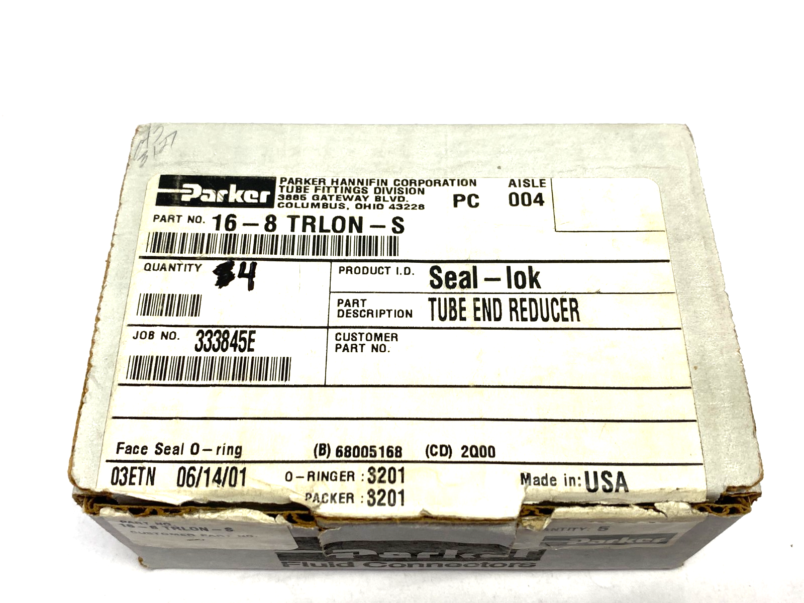 Parker 16-8 TRLON-S Seal-Lok O-Ring Face Seal Tube Fitting 1/2" to 1" BOX OF 4 - Maverick Industrial Sales