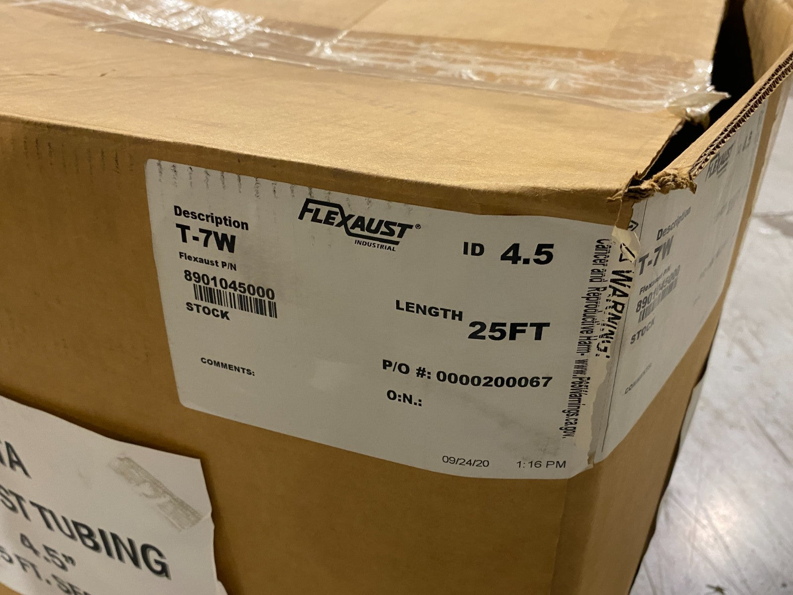 Flexaust 8901045000 Flexible Tubing Exhaust Hose T-7W 4.5" ID BOX OF 17 FEET - Maverick Industrial Sales