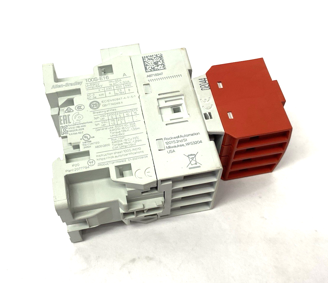 Allen Bradley 100S-E16EJ32C Ser. A MCS-E Safety Contactor, 16A, AC3 duty - Maverick Industrial Sales
