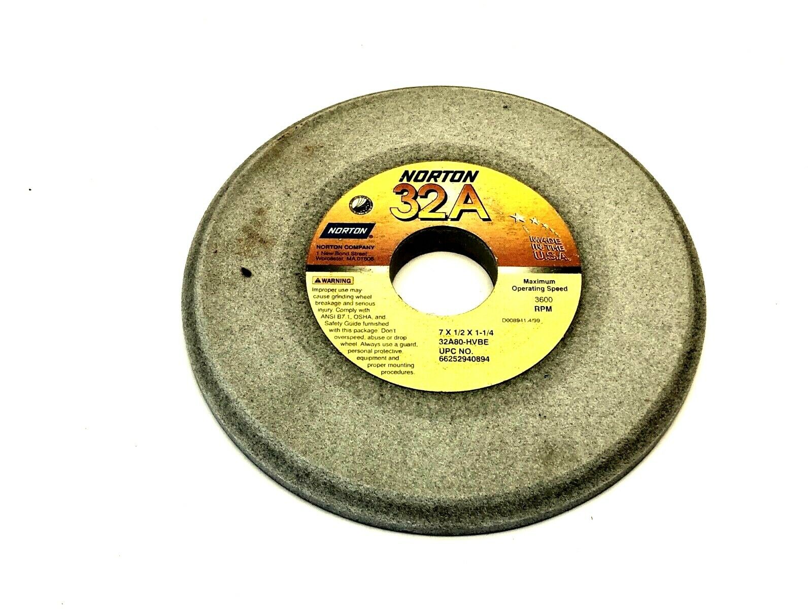 Norton 32A80-HVBE Grinding Wheels 1-1/4" Bore 3600 RPM LOT OF 3 - Maverick Industrial Sales